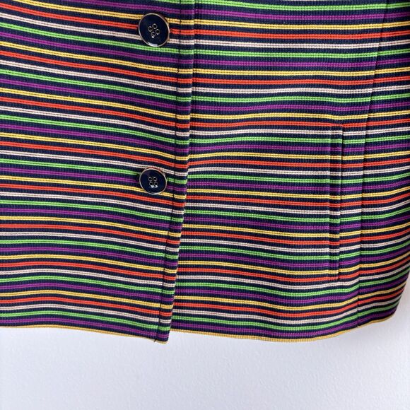Talbots Women's 6P Petite Jacket Blazer Pink Blue White Green Striped Rainbow - Picture 3 of 5
